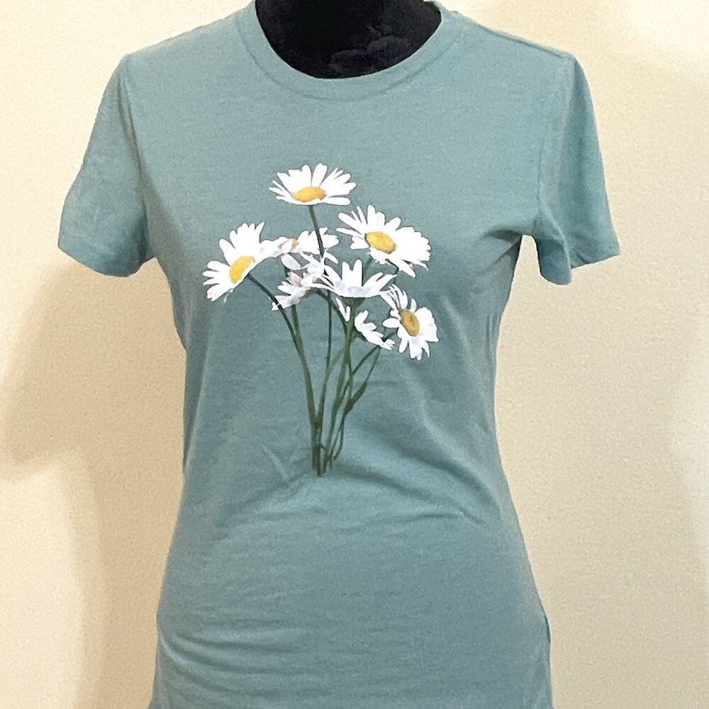 Free State Basic Tee - Turquoise/green - medium - daisies -